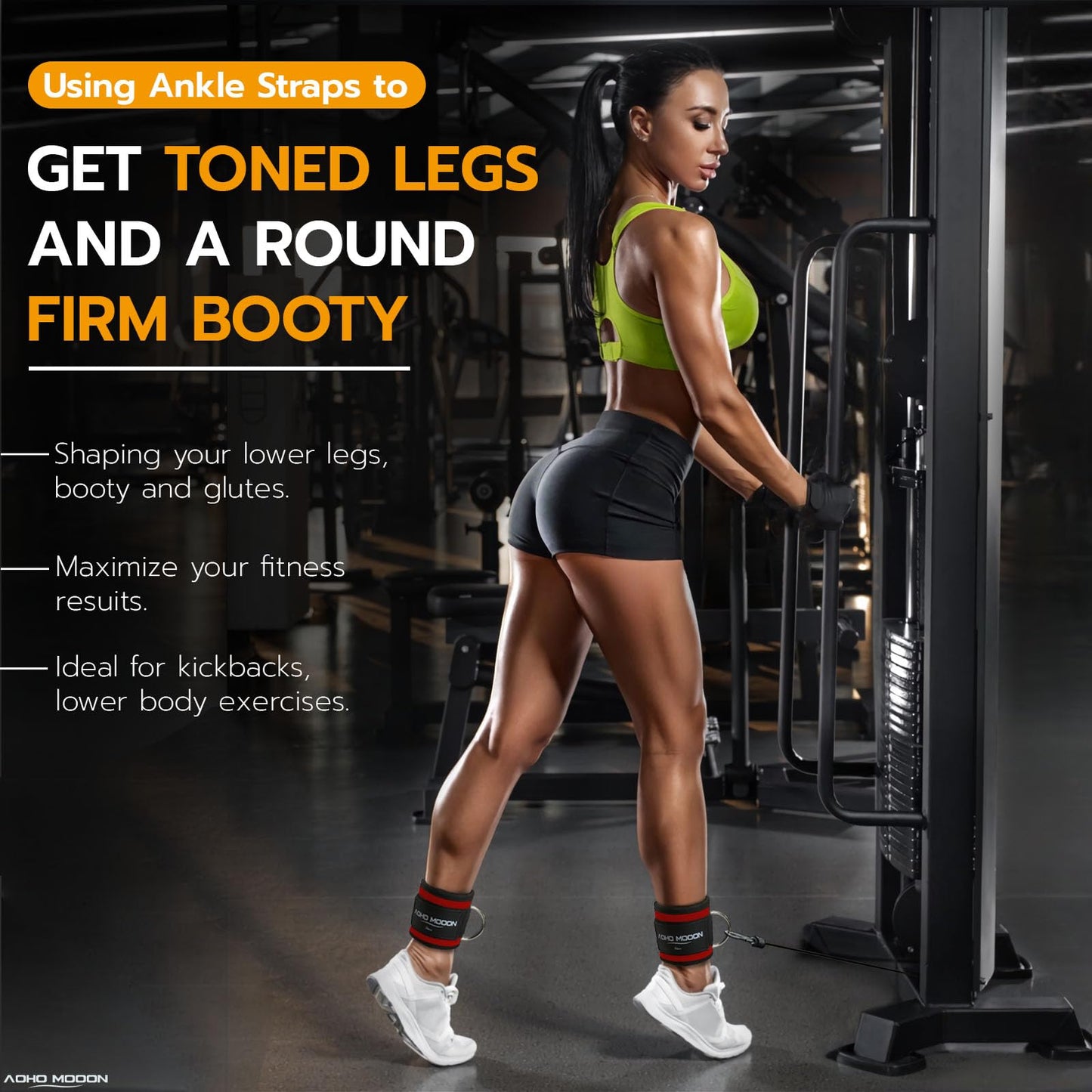 Comfortable Adjustable Ankle Straps for Cable Machines Women, Gym Workout Leg Strap, Glute Cuff, Ankle Cuffs for Glute Workouts, Foot Straps for Kickback, One Size Fit All